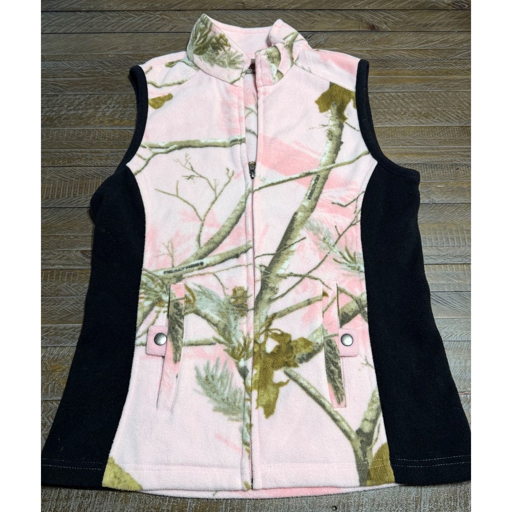 Northcrest Fleece Vest Women S Pink Realtree Camo Full Zip Mock Neck Preloved